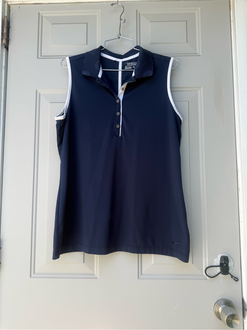 Nike Women’s Navy Sleeveless Polo Tank with White Trim